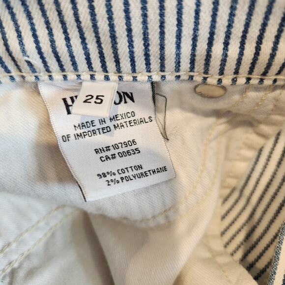 Hudson Jeans Jude Slouch Skinny Crop Distressed Striped Denim Size 25 - Picture 5 of 6